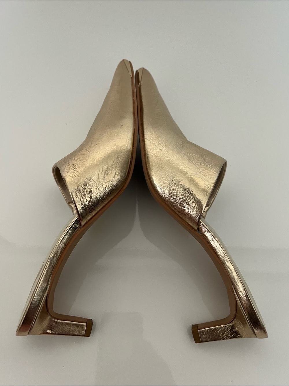 Dolce Vita Lexy Heeled Sandals Metallic Gold Leather Kitten Heel Mules US 6 $130 - Picture 7 of 11